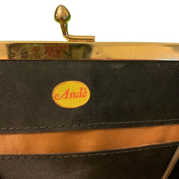 Andé Vintage Black Shiny Clutch Wristlet HandBag - Picture 5 of 10